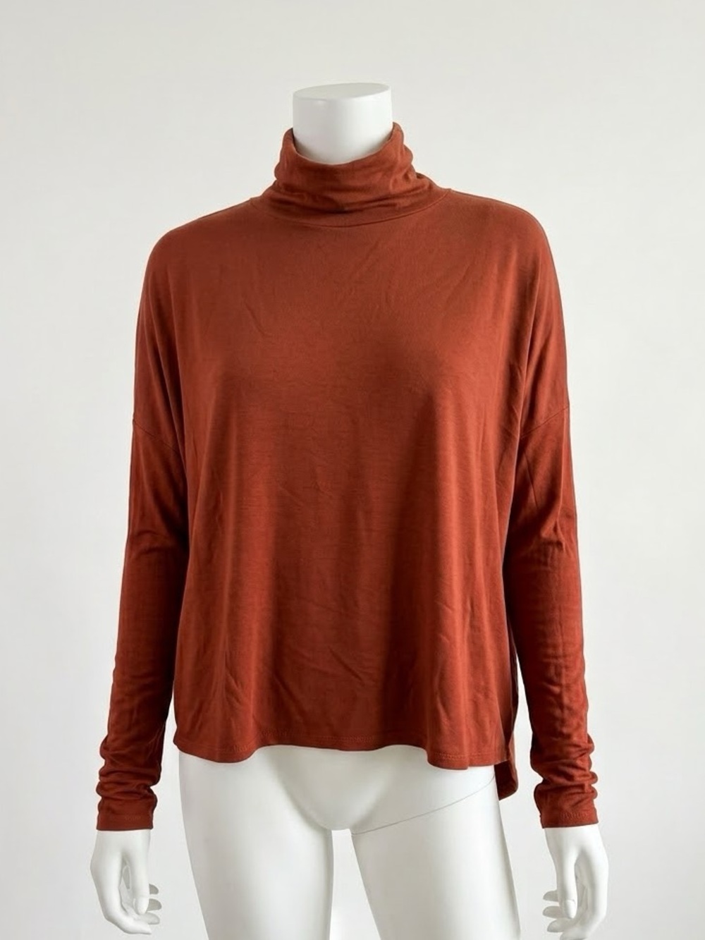 Babaton Rust-Tone Terracotta Turtleneck Long Sleeve Top Super Soft Size Large